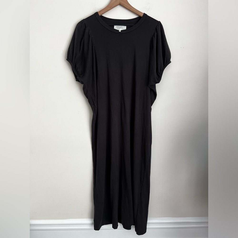 The Great Maxi Dress brown balloon Bat Sleeves Cotton Crewneck women 2 M